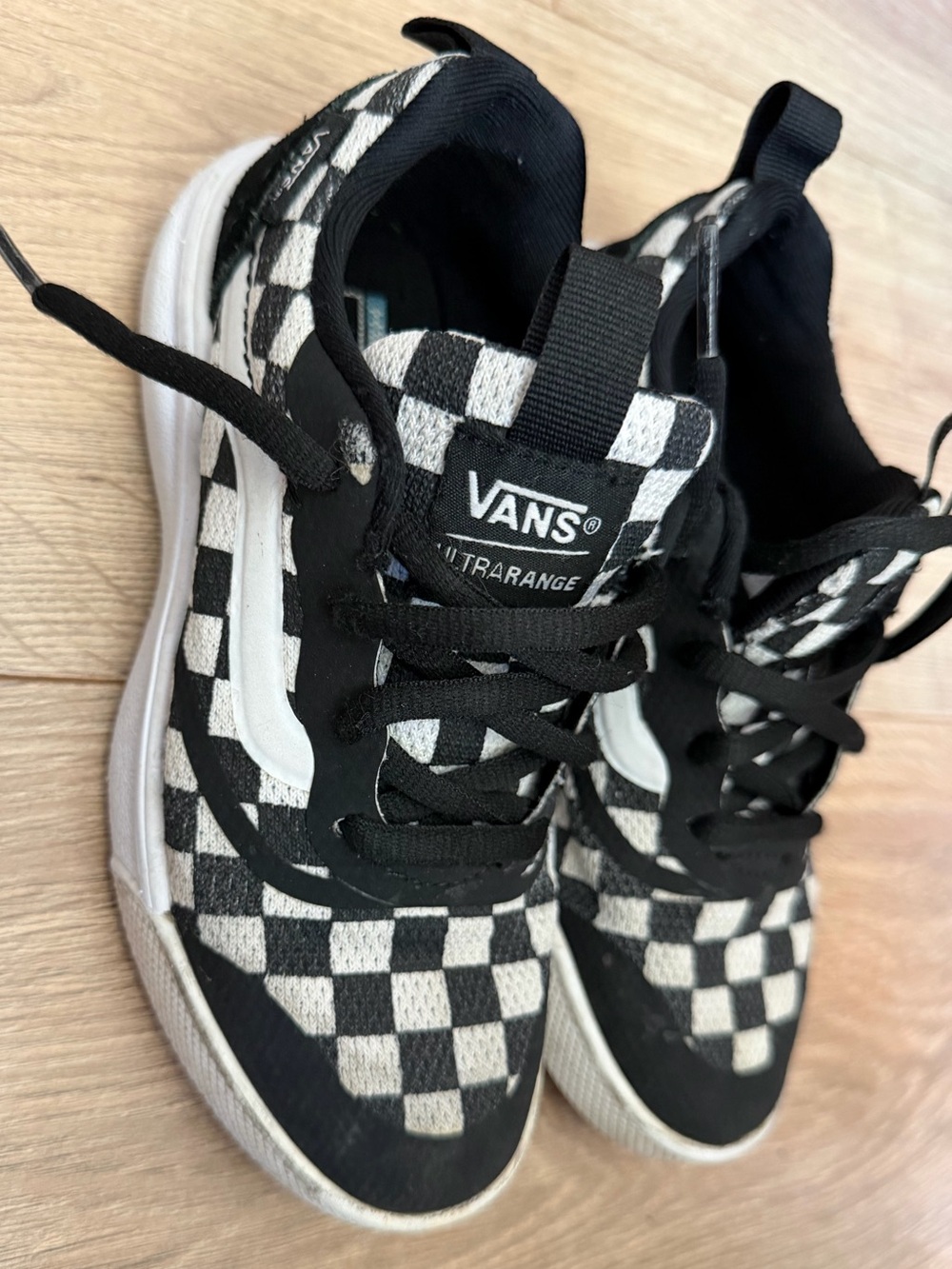 Vans Kids Checkerboard Black & White Sneakers size 12.5C